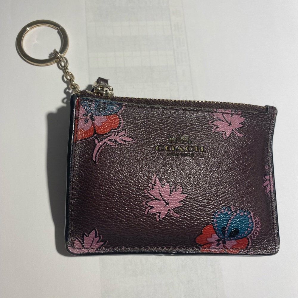 Coach floral keychain wallet